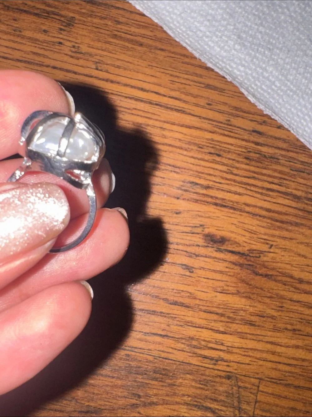 Floating Pearl Like Adjustable Ring